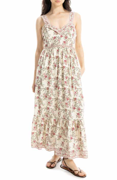 Floral Sleeveless Sweetheart Neck Maxi Dress