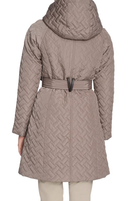 Cole Haan Belted Quilted Jacket In Brown