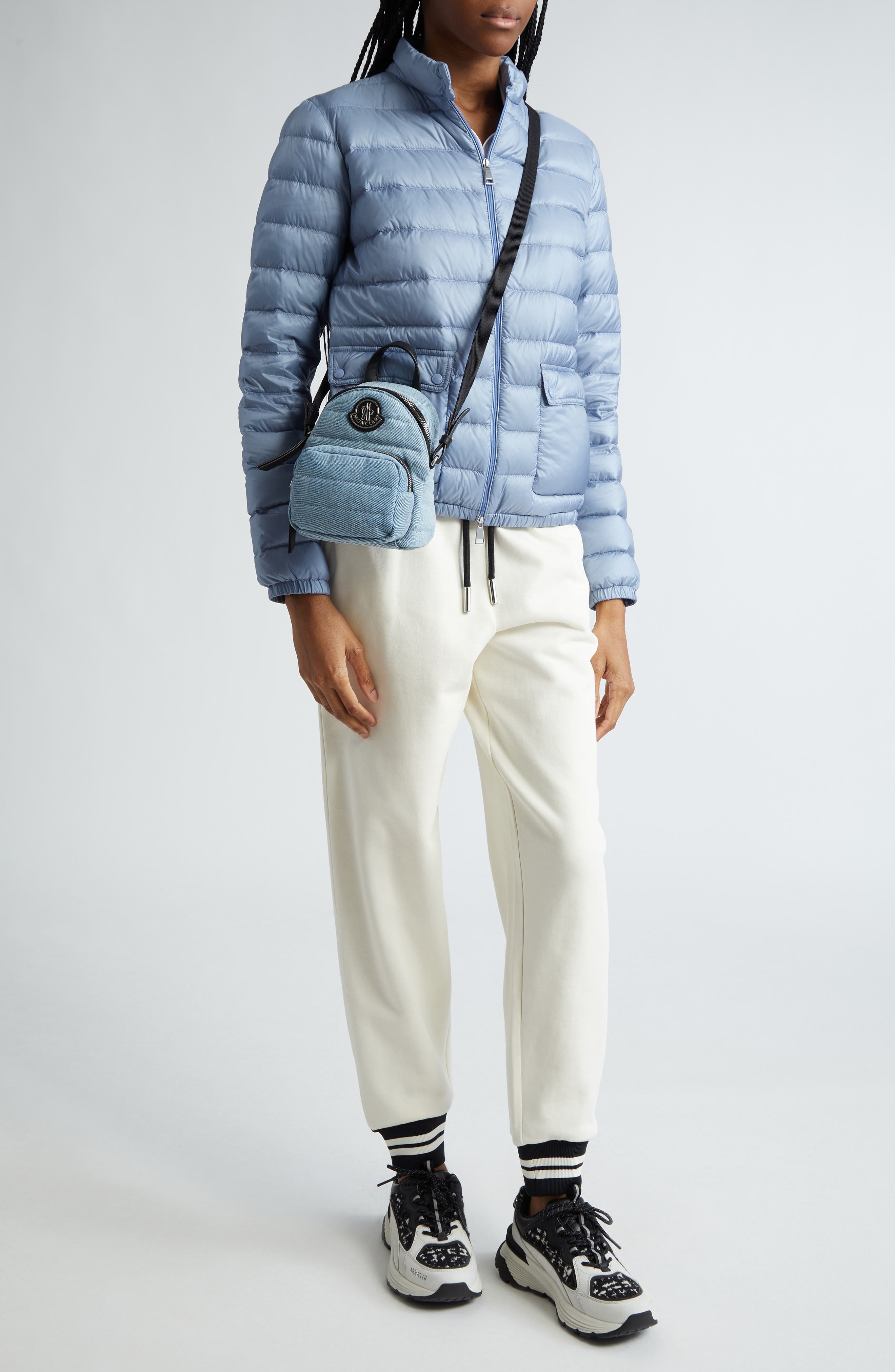 Moncler Small Kilia Quilted Denim Crossbody Bag, Alternate, color, 