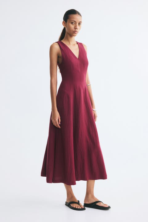 Viscose-blend Dress With Flared Skirt