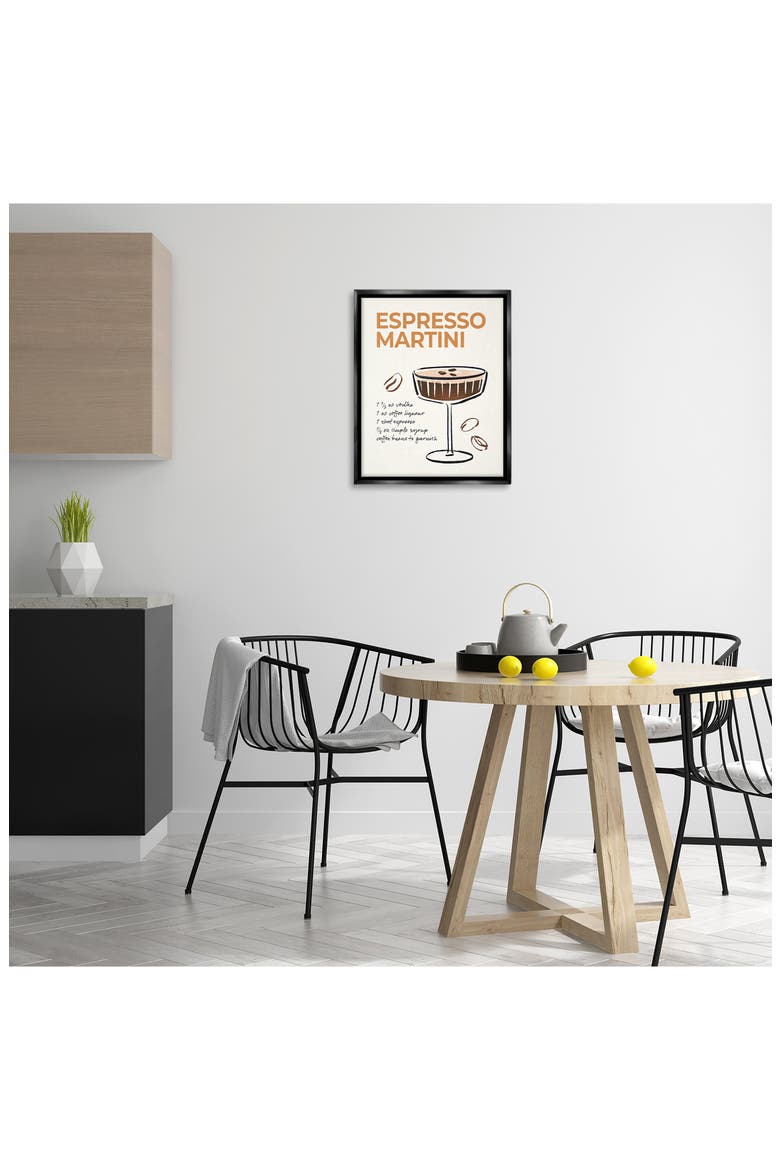 Espresso Martini Drink Recipe Framed Canvas Wall Art, Alternate, color, BROWN