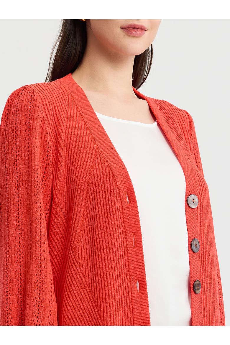 Heritage Pointelle Ribbed Soft Knit Cardigan, Alternate, color, Cherry Ember
