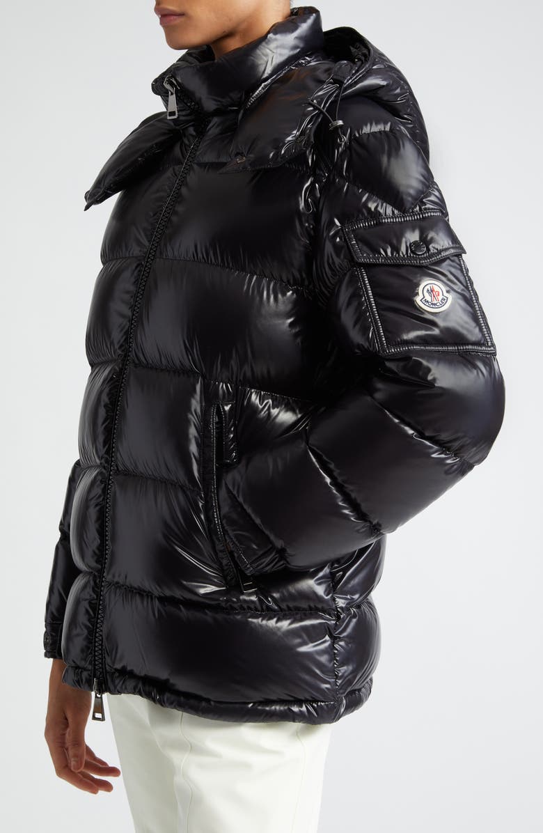 Moncler Maire Hooded Short Down Puffer Jacket, Alternate, color, Black