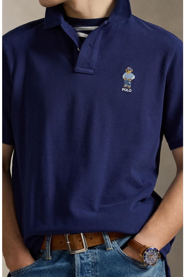 Polo Bear Classic Fit Cotton Mesh Polo, Alternate, color, FRESHWATER-DENIM BEAR