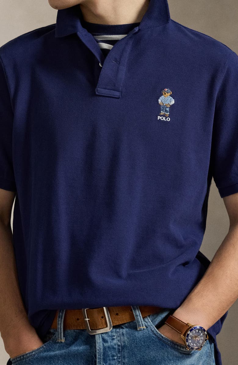 Polo Ralph Lauren Polo Bear Classic Fit Cotton Mesh Polo, Alternate, color, Freshwater-Denim Bear