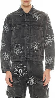 Cult of Individuality MK3 Floral Appliqué Cotton Canvas Jacket
