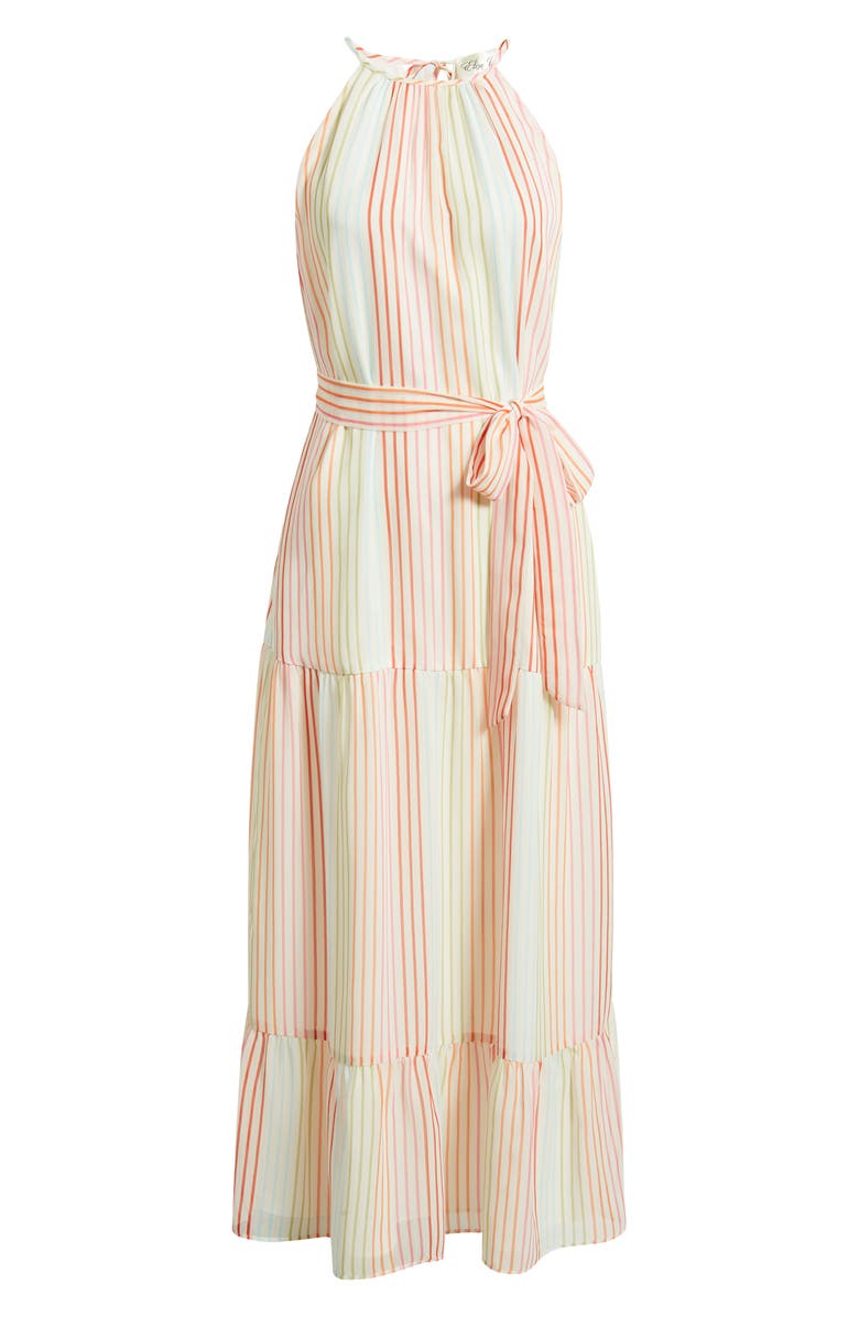 Eliza J Stripe Sleeveless Midi Dress, Alternate, color, Ivory Multi