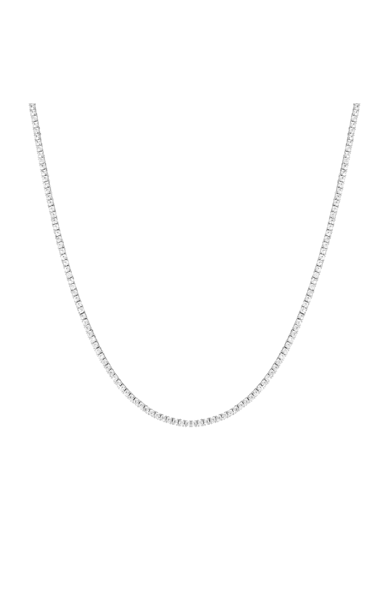 Aurate New York Lab Grown White Sapphire Tennis Necklace, Main, color, White Vermeil