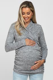PinkBlush Soft Heathered Draped Wrap Nursing Top