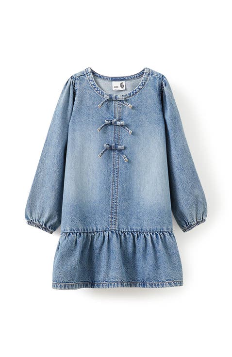 Kid's Betty Bow Front Denim Dress