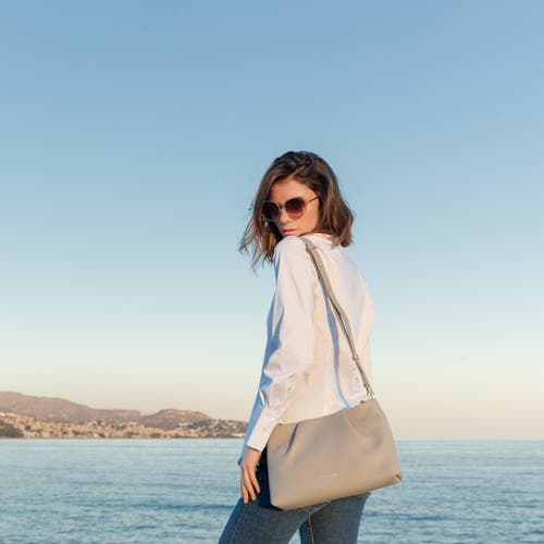 Esin Akan Wimbledon Midi Emma Leather Top Handle Crossbody Bag In Grey