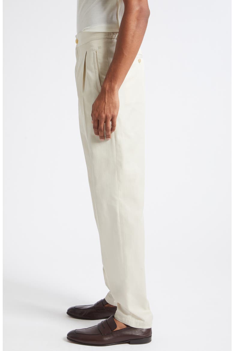 Single Pleat Cotton Trousers, Alternate, color, BIANCO PERLA