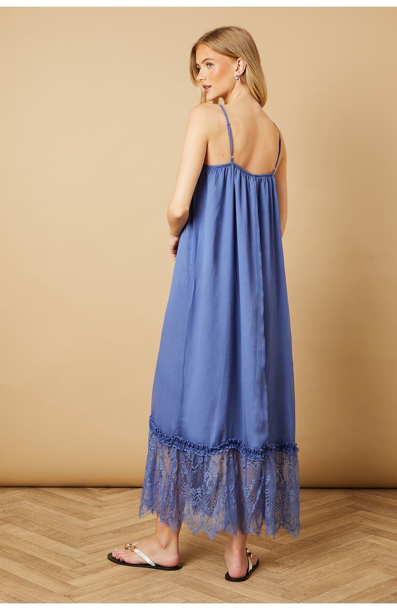 Oasis Babydoll Floaty Lace Detail Maxi Dress, Alternate, color, Blue