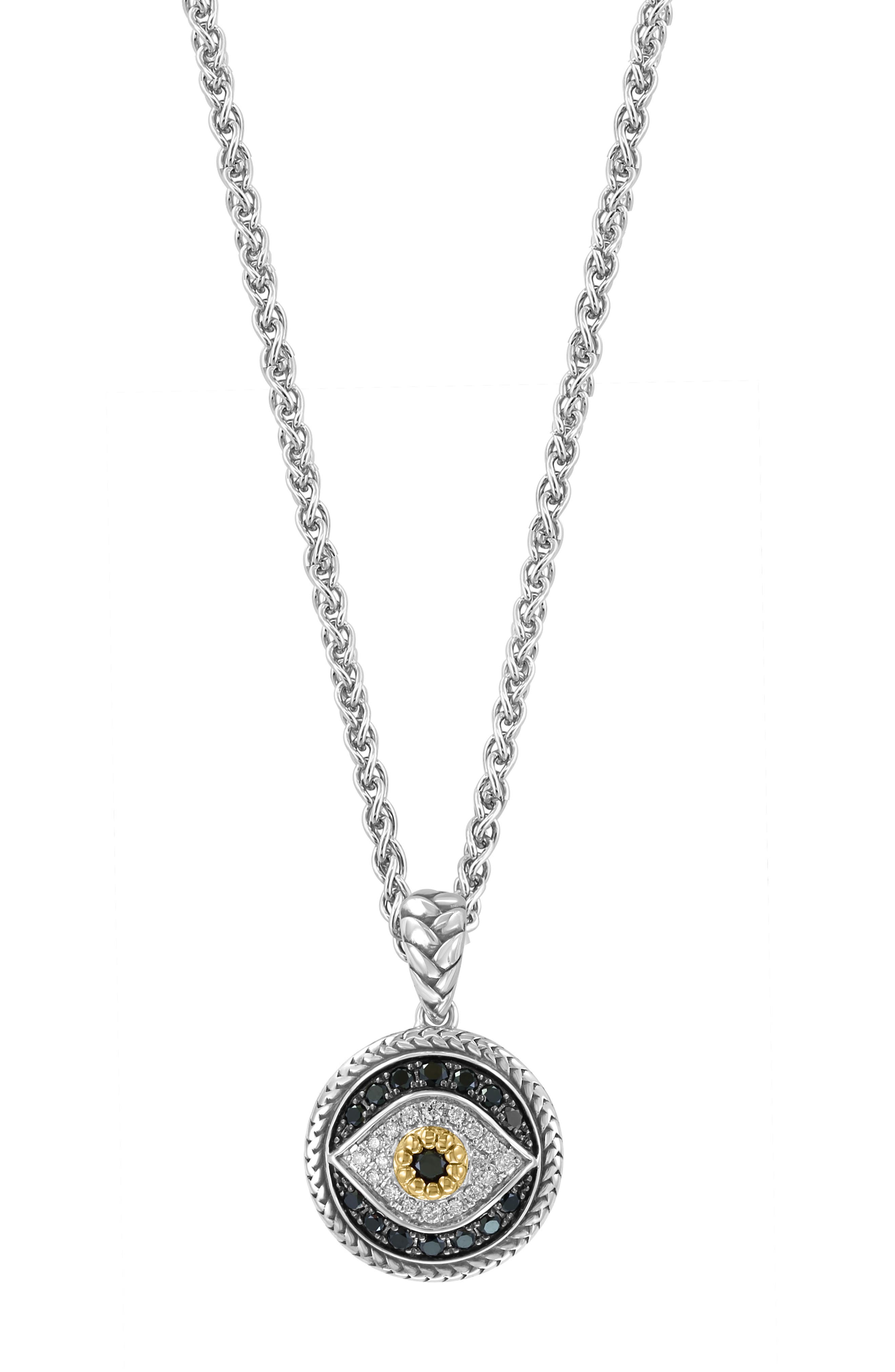 Sterling Silver Diamond Evil Eye Pendant Necklace
