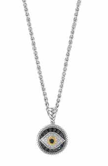 Sterling Silver Diamond Evil Eye Pendant Necklace