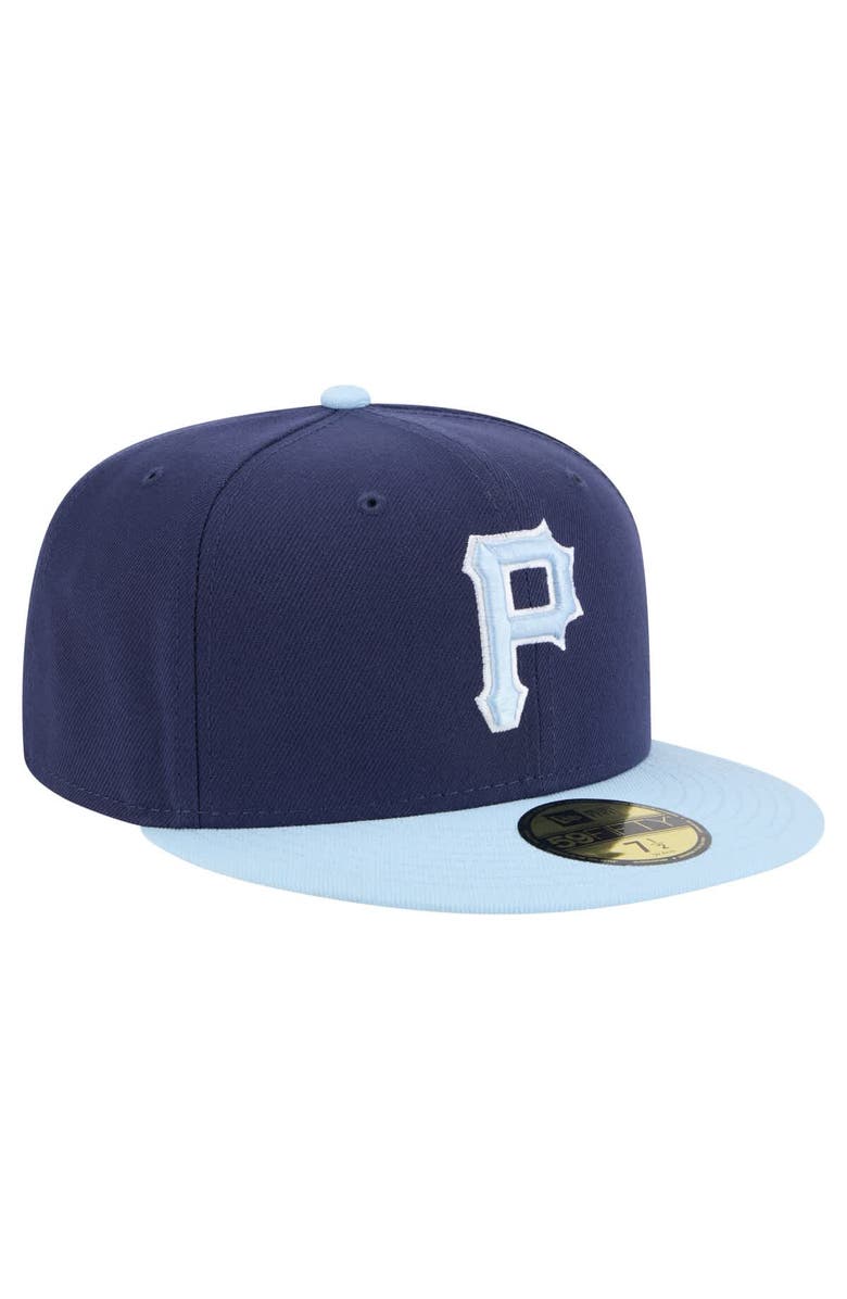 New Era Men's New Era Navy/Light Blue Pittsburgh Pirates Color Pack 2-Tone 59FIFTY Fitted Hat, Alternate, color, 