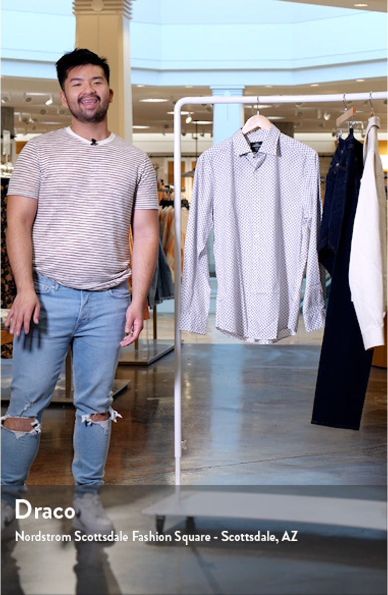 Lakeswood Geo Print Cotton Button-Up Shirt, sales video thumbnail