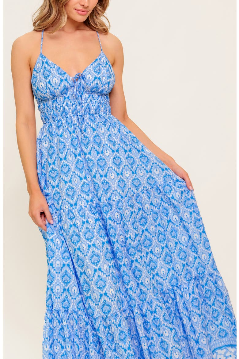 Print Maxi Dress, Alternate, color, BLUE