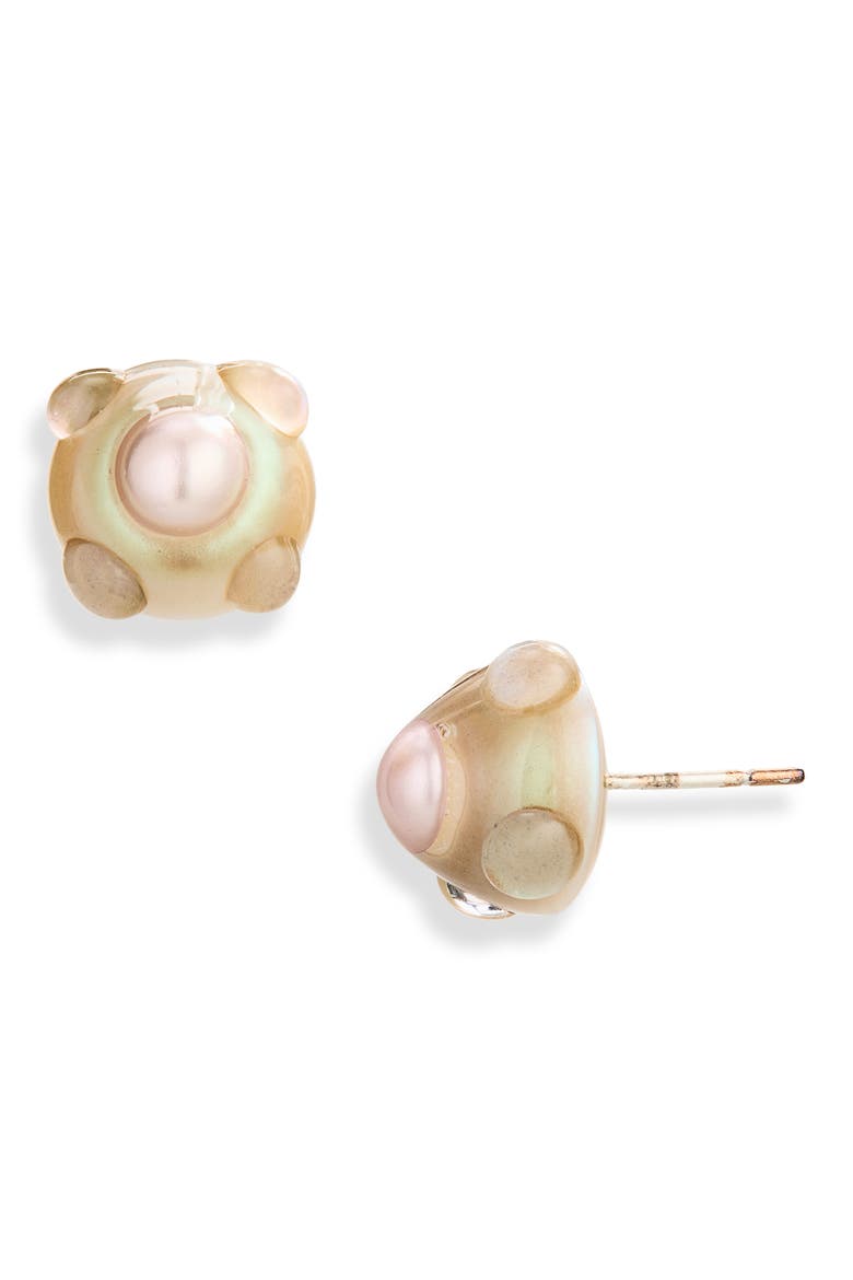 Atom Stud Earrings, Main, color, PEARL