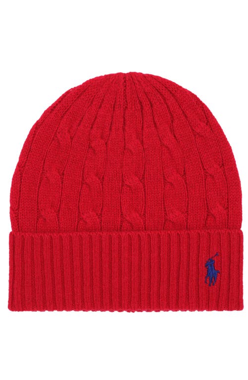 Polo Ralph Lauren Cable-knit Wool And Cashmere Beanie Accessories In Red