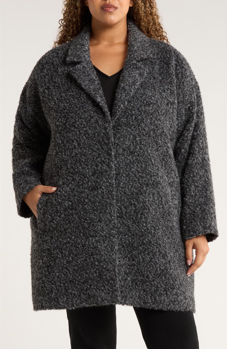 Eileen Fisher Notch Collar Long Coat, Alternate, color, Charcoal Ash