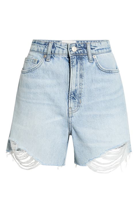 Saige High Waist Raw Hem Denim Cutoff Shorts