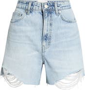 Reformation Saige High Waist Raw Hem Denim Cutoff Shorts