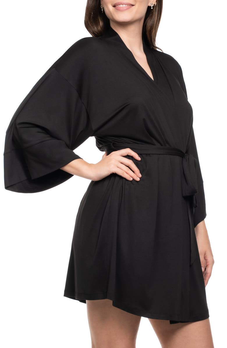 In Bloom by Jonquil Sevilla Satin Wrap, Alternate, color, Black