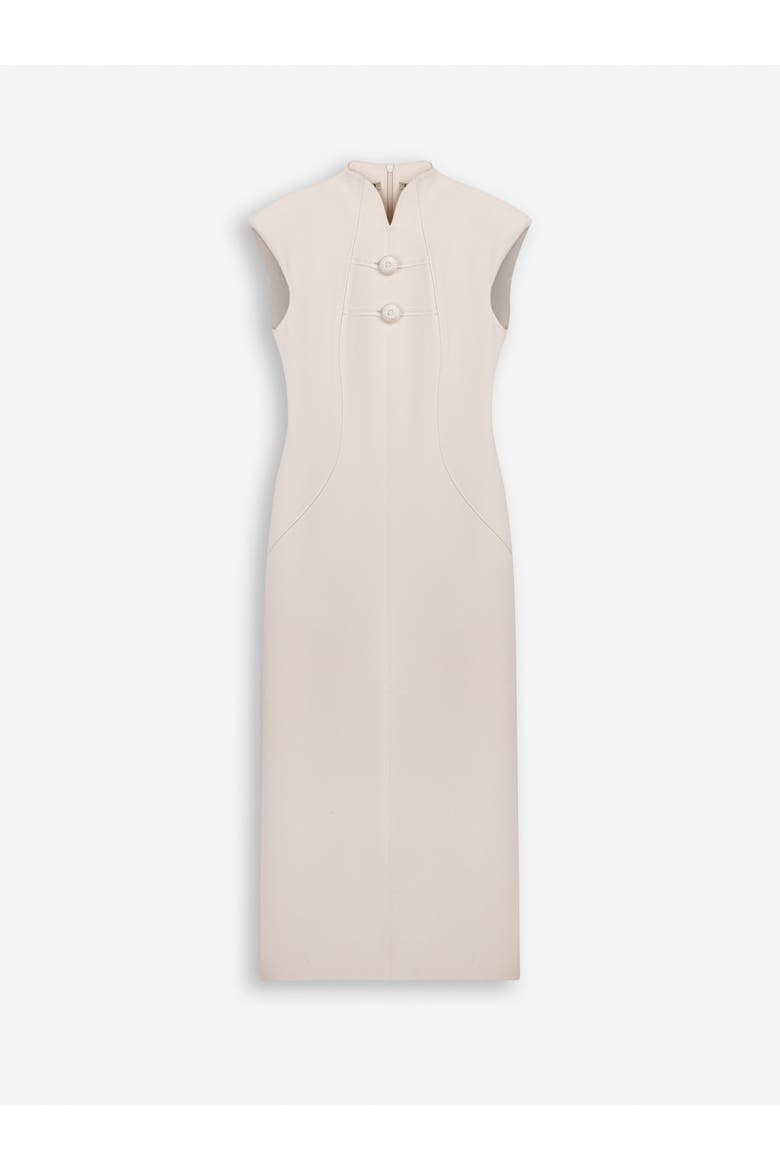 Padded Shoulder Button Detail Maxi Dress, Main, color, Ivory
