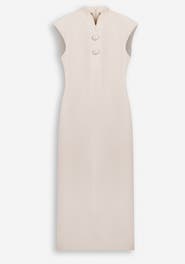 Nocturne Padded Shoulder Button Detail Maxi Dress
