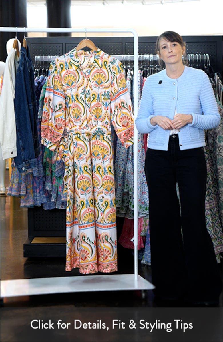 Clara Medallion Print Long Sleeve Cotton Shirtdress, sales video thumbnail