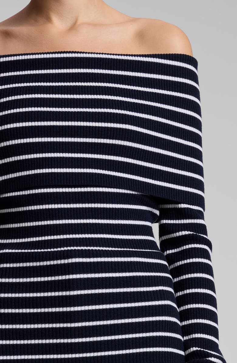 A.L.C. Evelyn Off the Shoulder Merino Wool Blend Sweater, Alternate, color, Midnight/ White