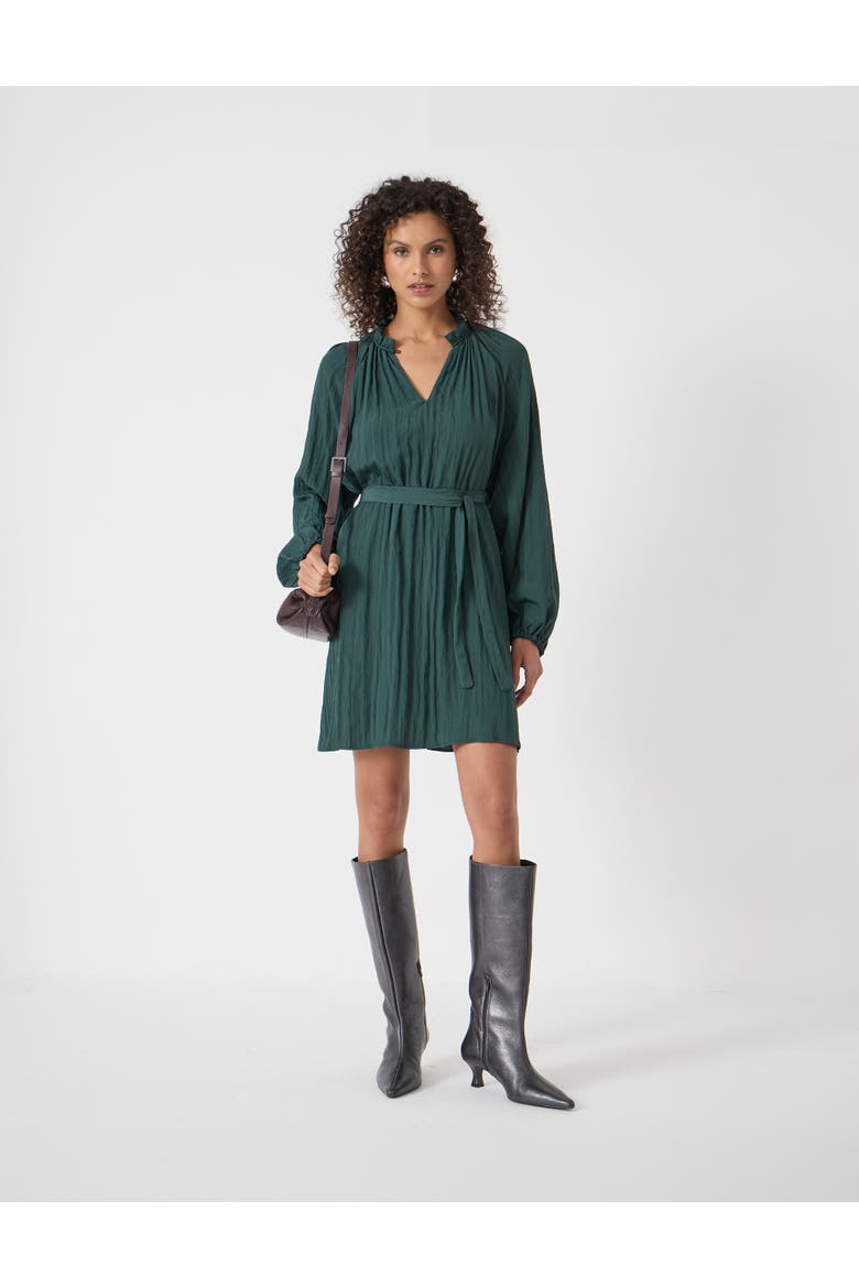 Ruffled Long Sleeve Mini Dress, Alternate, color, Teal Green