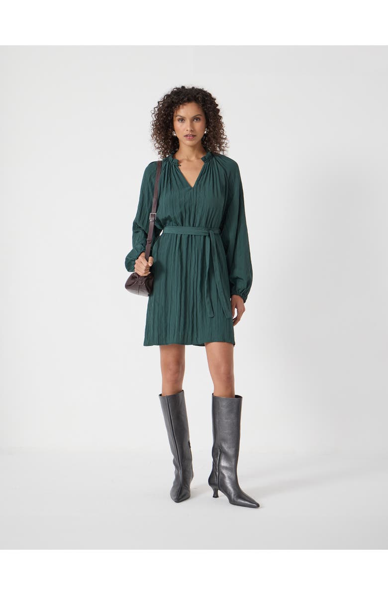 Hush Ruffled Long Sleeve Mini Dress, Alternate, color, Teal Green