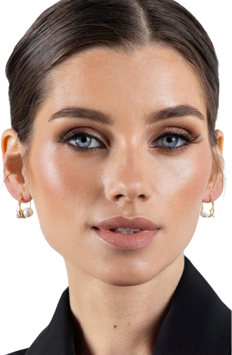 AKALIA Waterproof Gold-Plated Pearl Hoop Earring, Alternate, color,