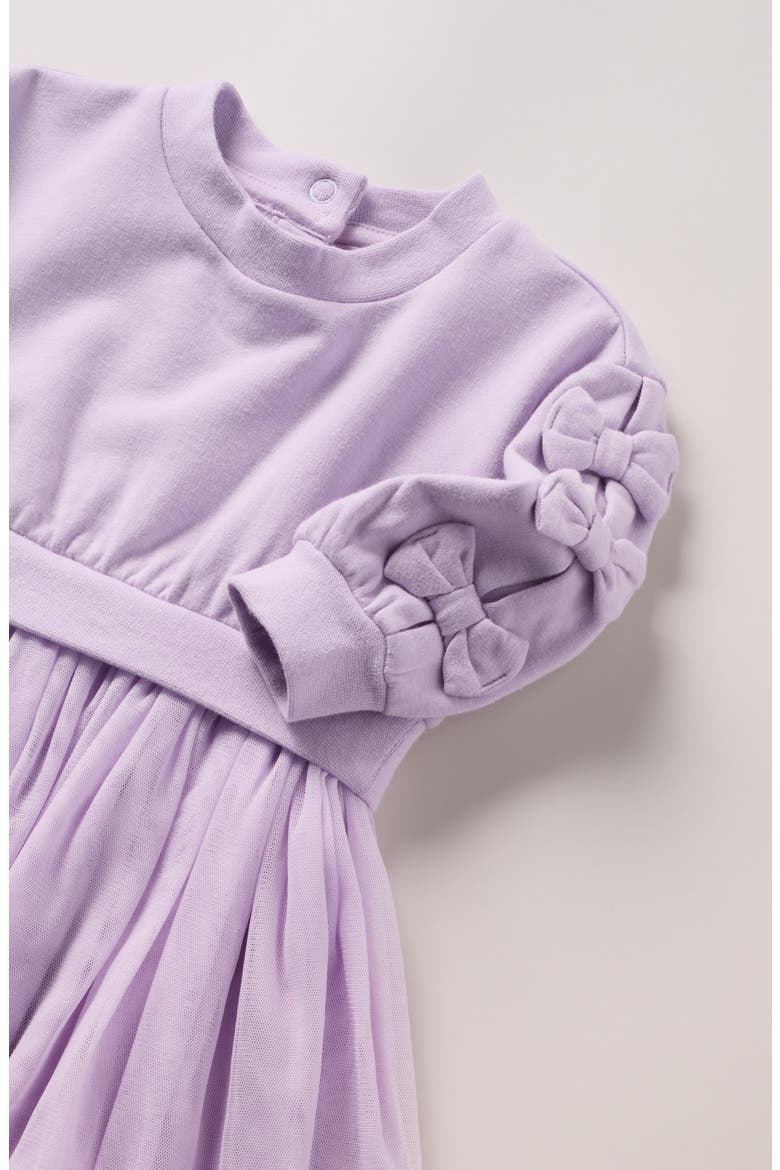 Bow Puff Sleeve Fit & Flare Dress, Alternate, color, PURPLE BLOOM