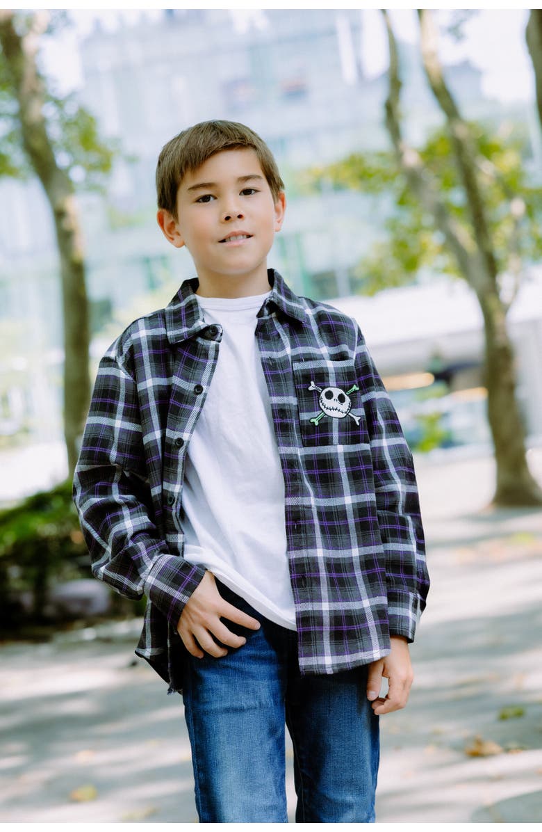 Disney Long Sleeve Button Down Shirt, Alternate, color, Jack Skellington Black Black