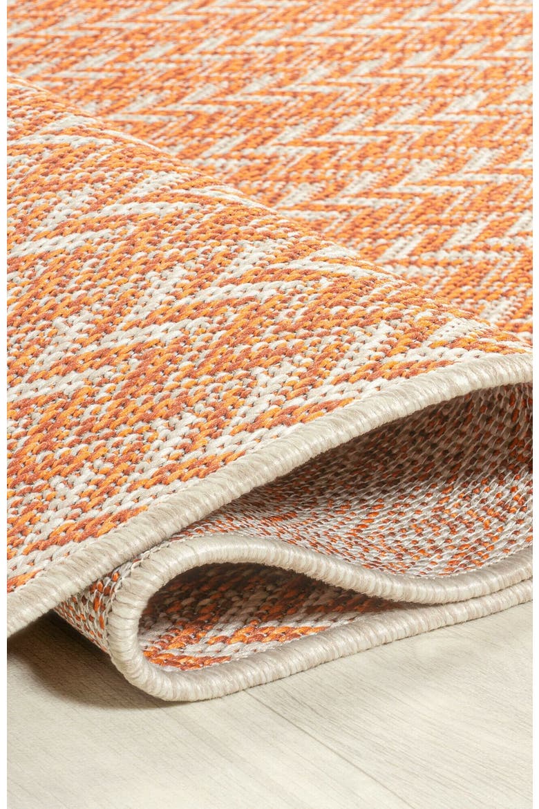 Chevron Modern Concentric Squares Indoor/Outdoor Area Rug, Alternate, color, Orange/Cream
