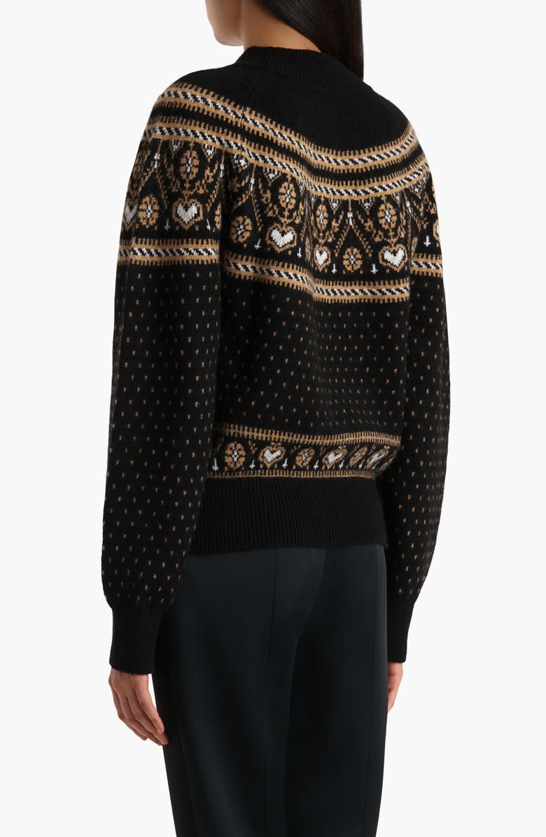 Khaite Guy Fair Isle Cashmere Sweater, Alternate, color, Black / Camel Multi