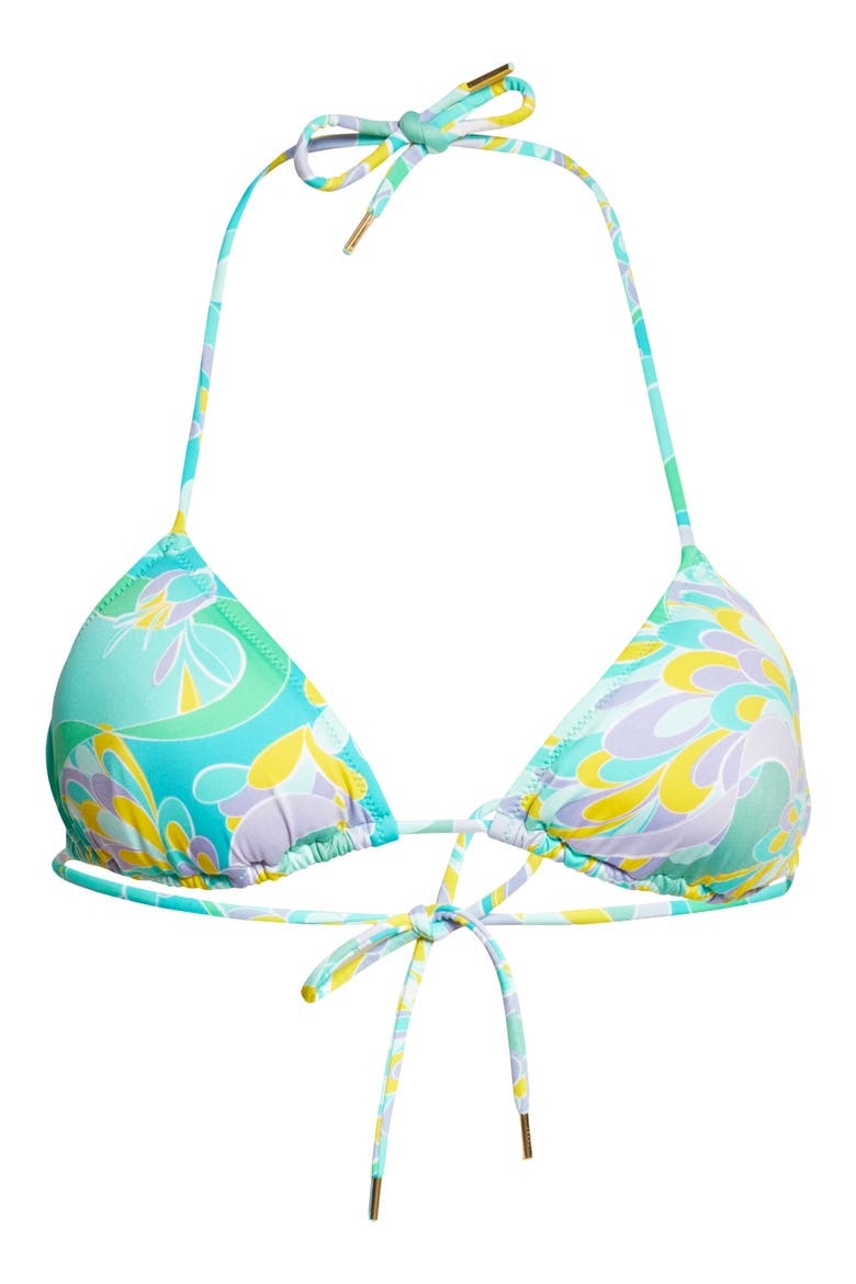 Lily Print Triangle Bikini Top, Alternate, color, TURQUOISE WISTERIA