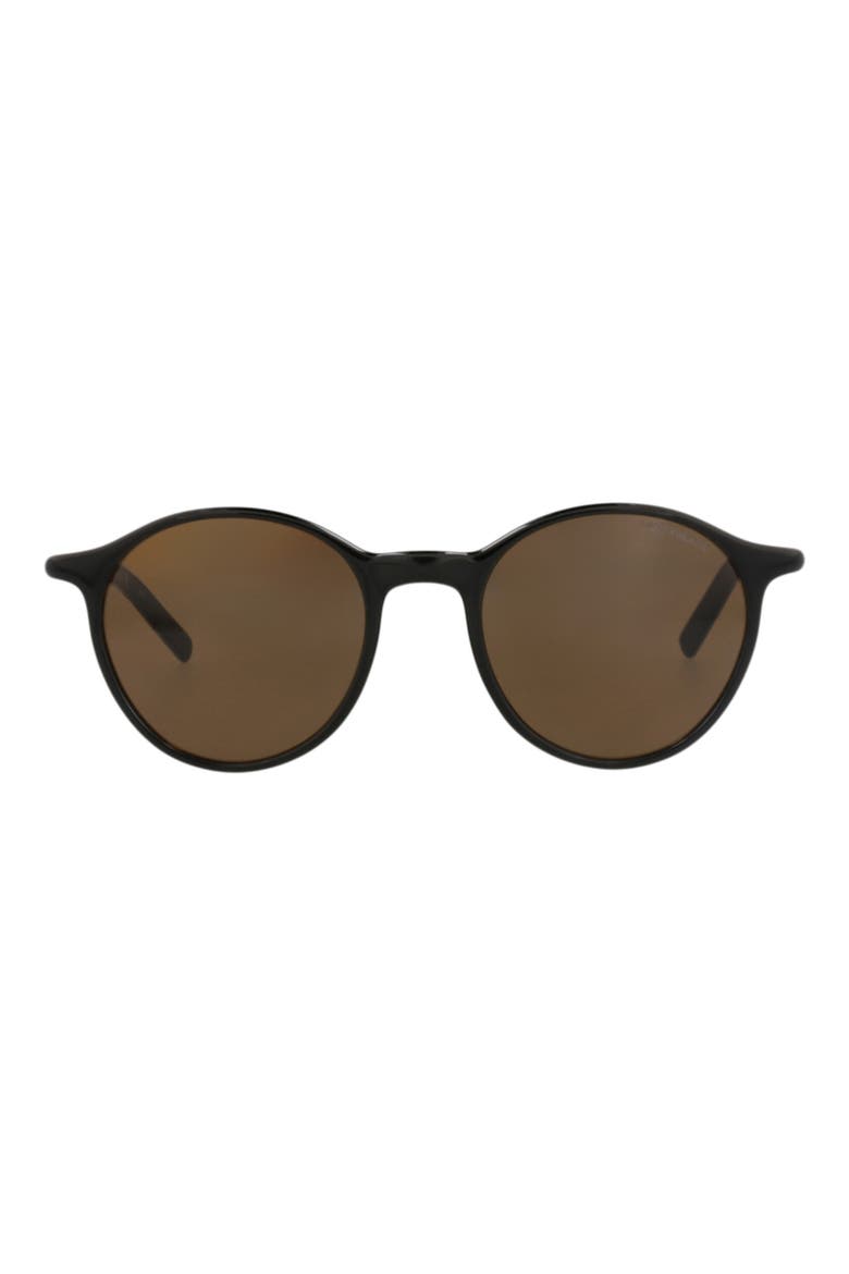 Core 50mm Round Sunglasses, Main, color, BLACK BLACK BROWN