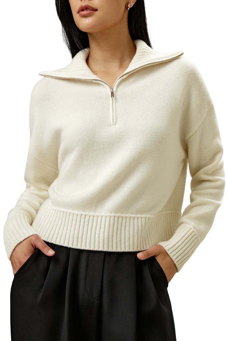 Women's Relaxed Fit Wool-Cashmere Blend Sweater, Main, color, White