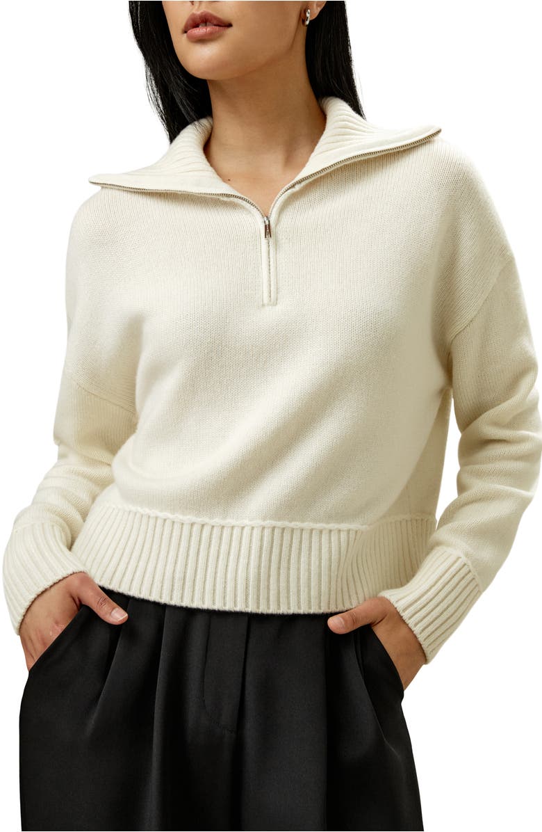 Lilysilk Relaxed Fit Wool-Cashmere Blend Sweater for Women, Main, color, White