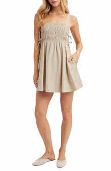 WISHLIST Plaid Tie Babydoll Minidress