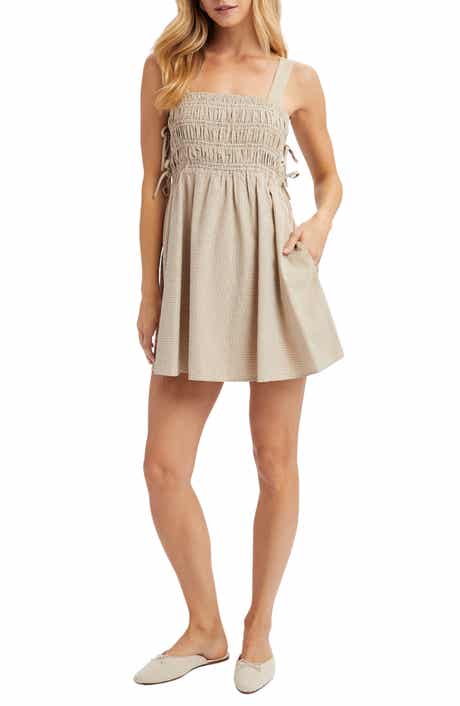 WISHLIST Plaid Tie Babydoll Minidress