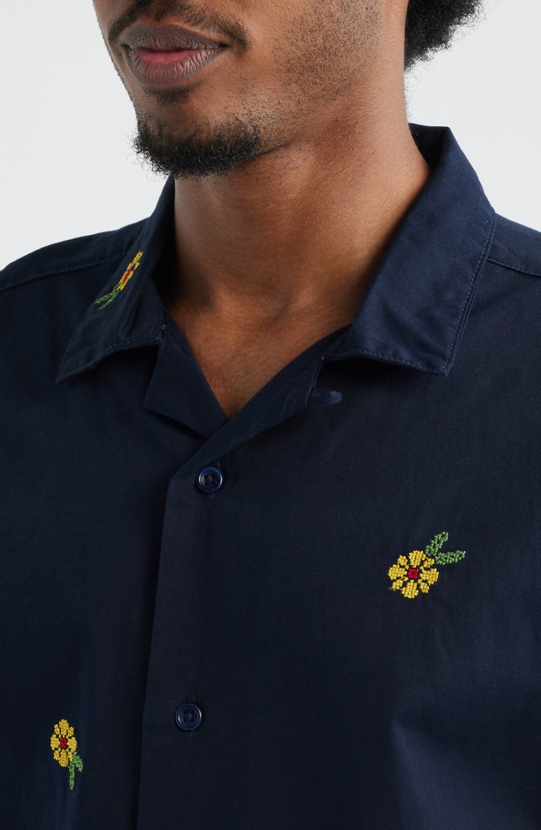 Service Works Cross Stitch Organic Cotton Button-Up Shirt, Alternate, color, Dark Navy