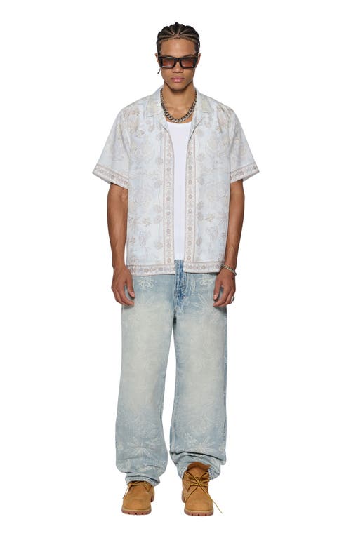 Shop Ksubi Eternity Ekcess Floral Lyocell Camp Shirt In Blue