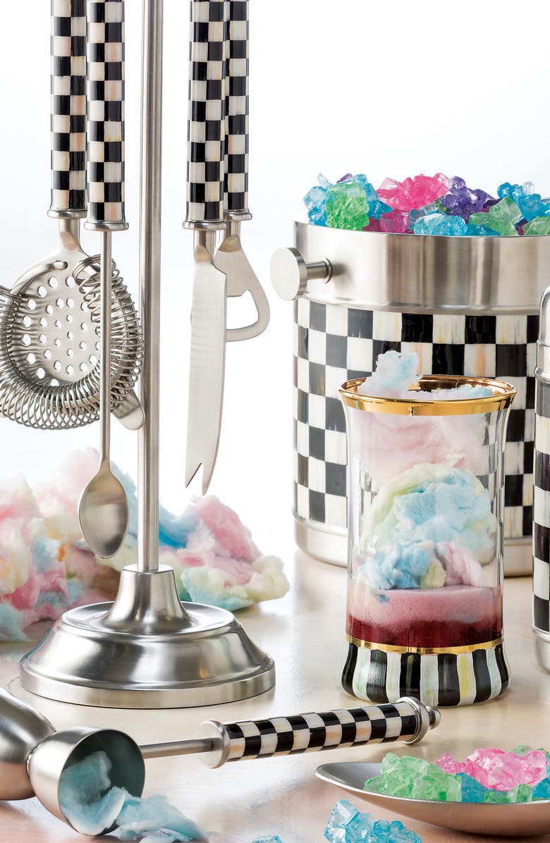 MACKENZIE CHILDS Courtly Check Ice Bucket, Alternate, color, Black/ Silver