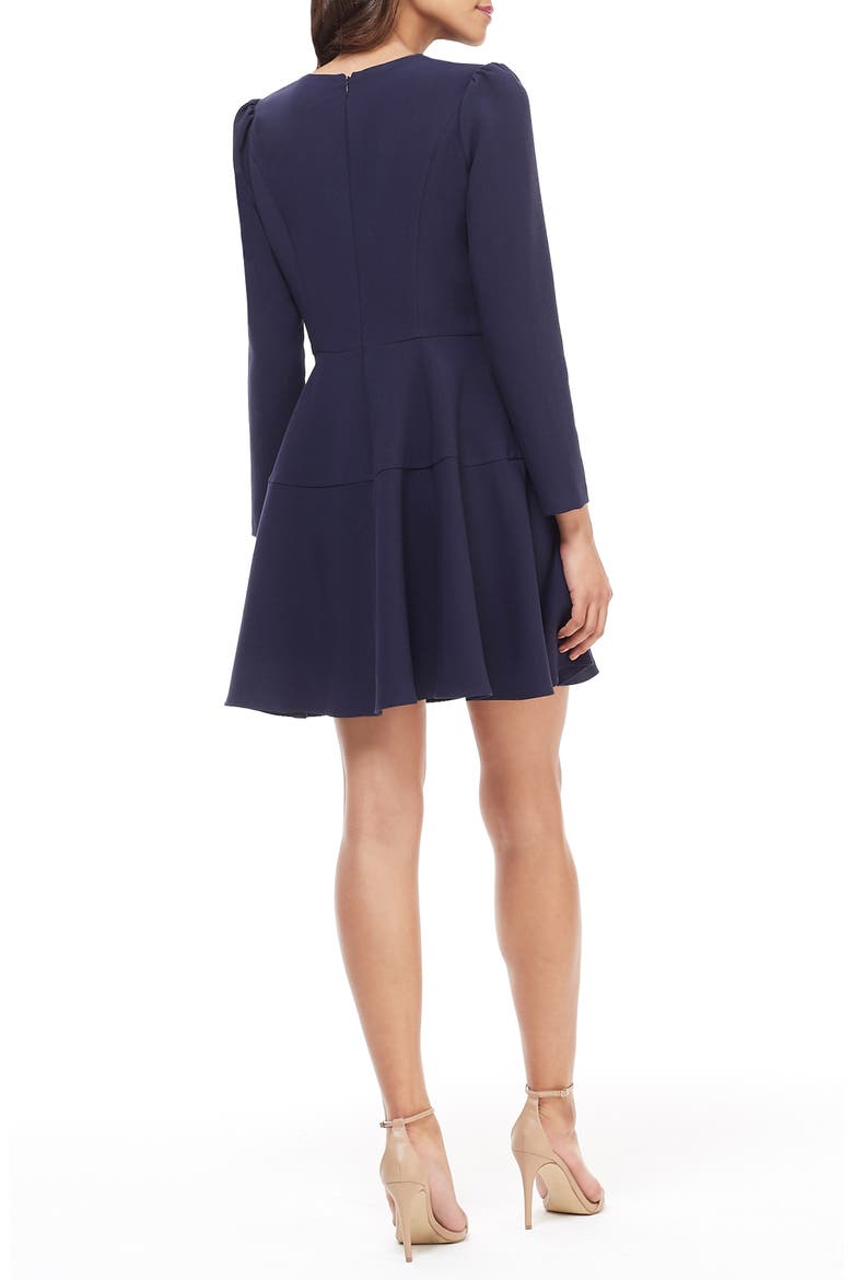 Celeste Long Sleeve Fit & Flare Dress, Alternate, color, NAVY