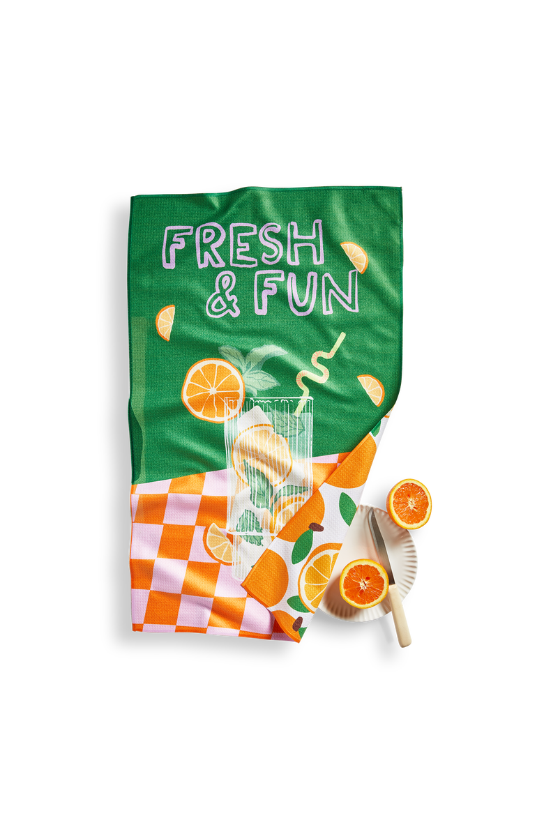 tag Super Absorbent Kitchen Towel Fresh and Fun Multi Dishtowel 80% Recycled Polyester 18x30 in, Main, color, Multicolored